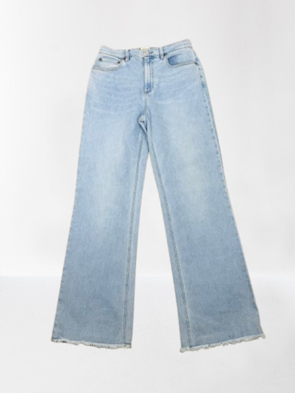 Alice+Olivia High Rise Bootcut Jeans Raw Hem Size 28 x 31" Light Blue - Picture 3 of 10